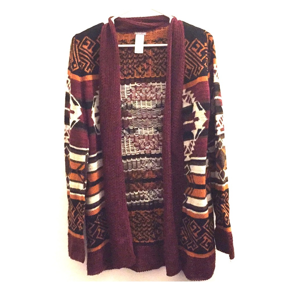 Aztec burgundy cardigan